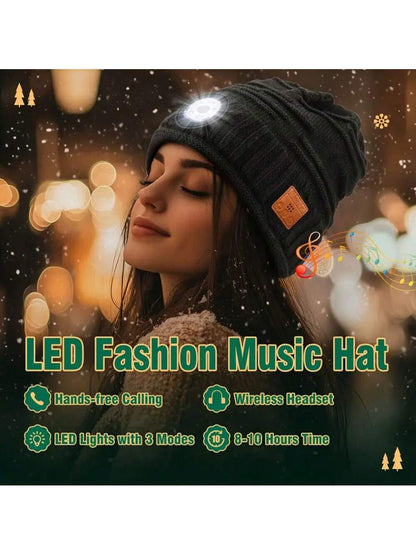 1pc Men Women Gift Brimless Hat, With Lights With Headphones, To Listen To Songs And Answer Phone, Stocking Stuffers, Women's Men's Rechargeable Hat LED Flashlight Winter Hat, Gift For Dad Mom