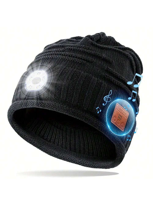 1pc Men Women Gift Brimless Hat, With Lights With Headphones, To Listen To Songs And Answer Phone, Stocking Stuffers, Women's Men's Rechargeable Hat LED Flashlight Winter Hat, Gift For Dad Mom