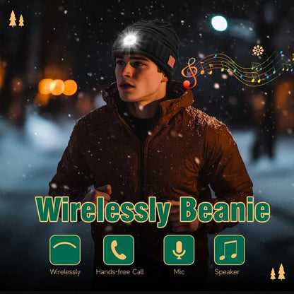 1pc Men Women Gift Brimless Hat, With Lights With Headphones, To Listen To Songs And Answer Phone, Stocking Stuffers, Women's Men's Rechargeable Hat LED Flashlight Winter Hat, Gift For Dad Mom