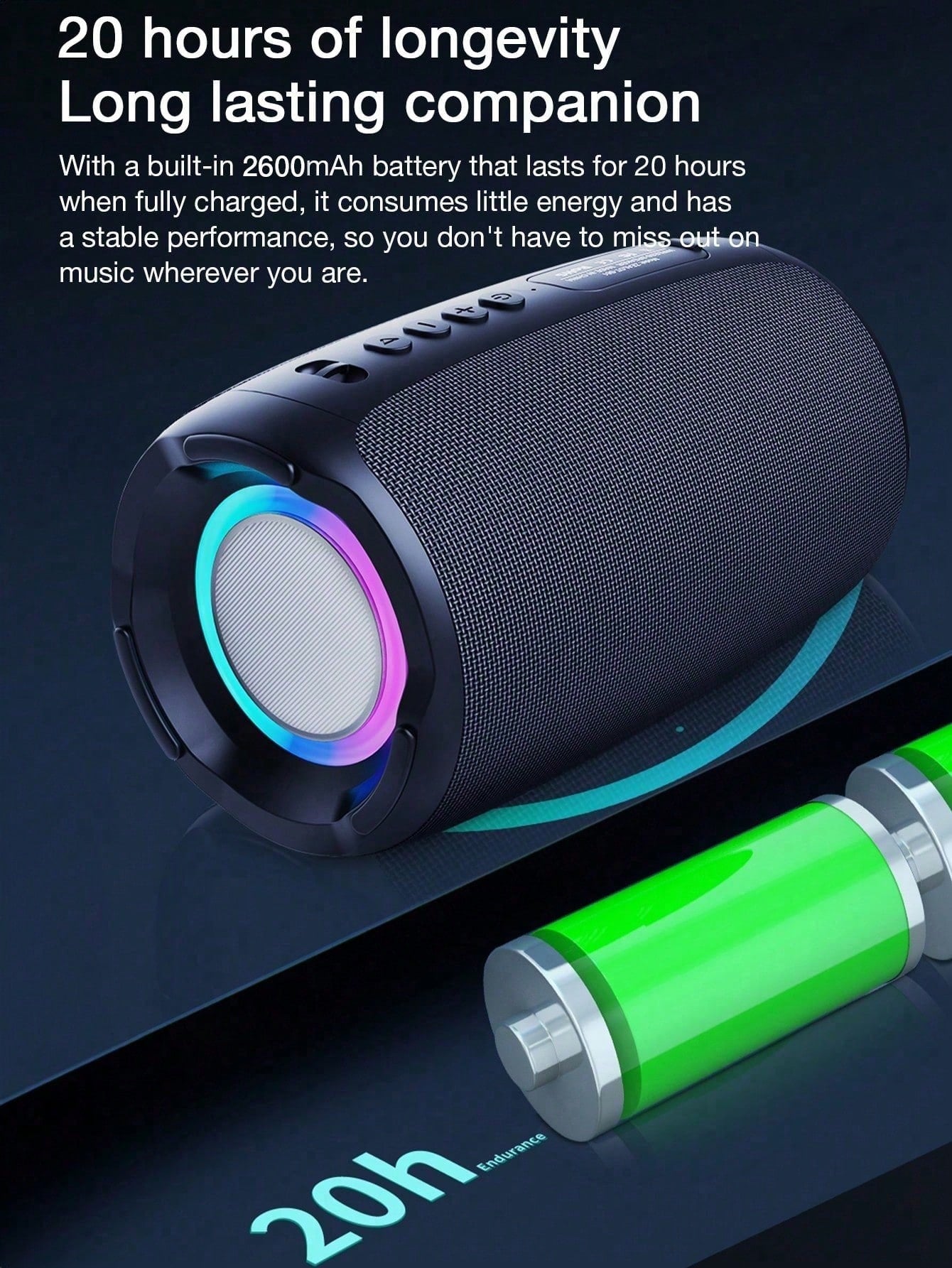 ZEALOT Wireless Speaker IPX7 Waterproof Wireless Speaker With 20W Loud Stereo Sound Outdoor Portable Speakers With Wireless 5.2 6H Playtime RGB Light 2600mah Battery Dual Pairing For Home Party.Christmas/Gifts//New Year's Day