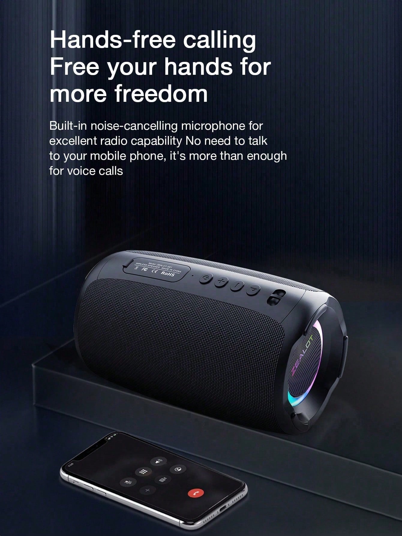 ZEALOT Wireless Speaker IPX7 Waterproof Wireless Speaker With 20W Loud Stereo Sound Outdoor Portable Speakers With Wireless 5.2 6H Playtime RGB Light 2600mah Battery Dual Pairing For Home Party.Christmas/Gifts//New Year's Day